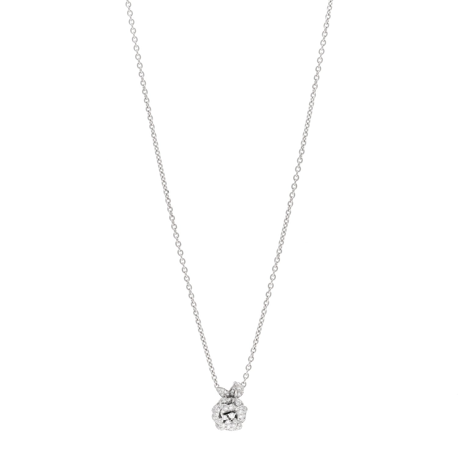 Christian Dior CHRISTIAN DIOR 18K White Gold Diamond Small Rose Dior Bagatelle Necklace 1 of 5