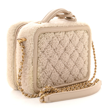 Chanel Shearling Lambskin Quilted Small CC Filigree Vanity Case Beige 3 of 12