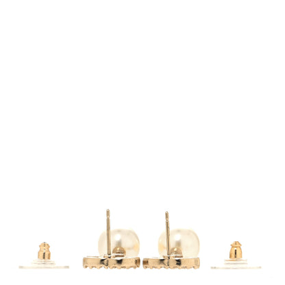 Chanel Crystal Pearl CC Drop Earrings Gold 3 of 4