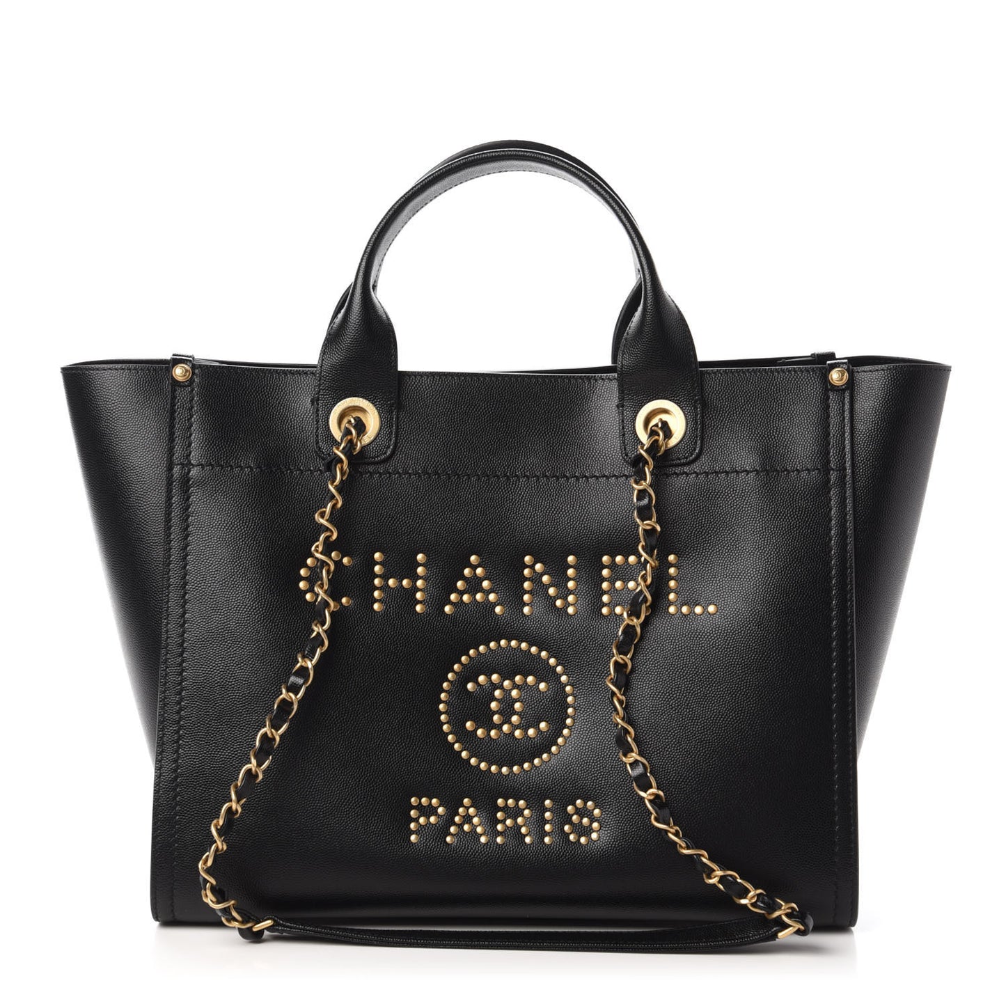 Caviar Small Studded Deauville Tote Black