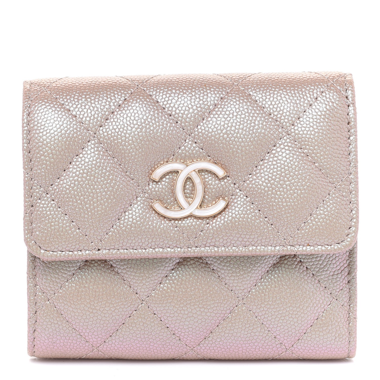 Chanel Iridescent Caviar Quilted Small Flap Wallet Beige 1 of 9