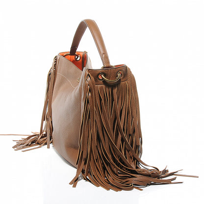 Prada Cervo Deerskin Fringe Hobo Cammello 8 of 10