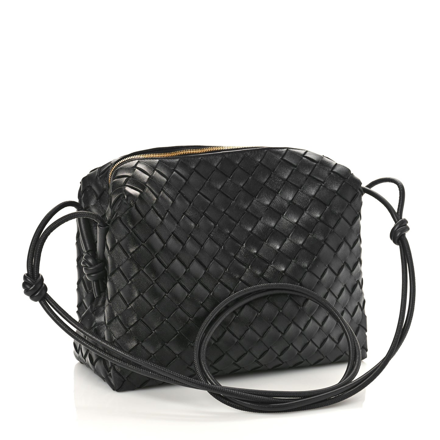 Nappa Intrecciato Small Loop Camera Bag Black
