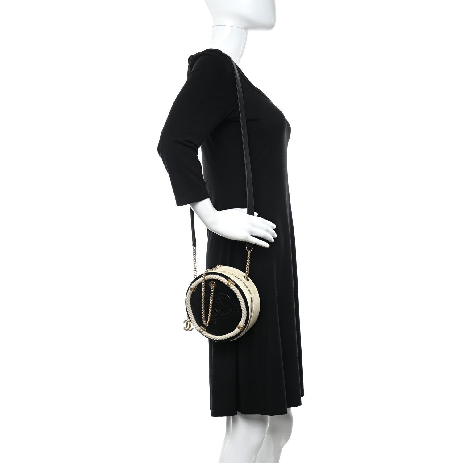 Chanel Crumpled Calfskin Cotton Small En Vogue Round Bag Black 2 of 6