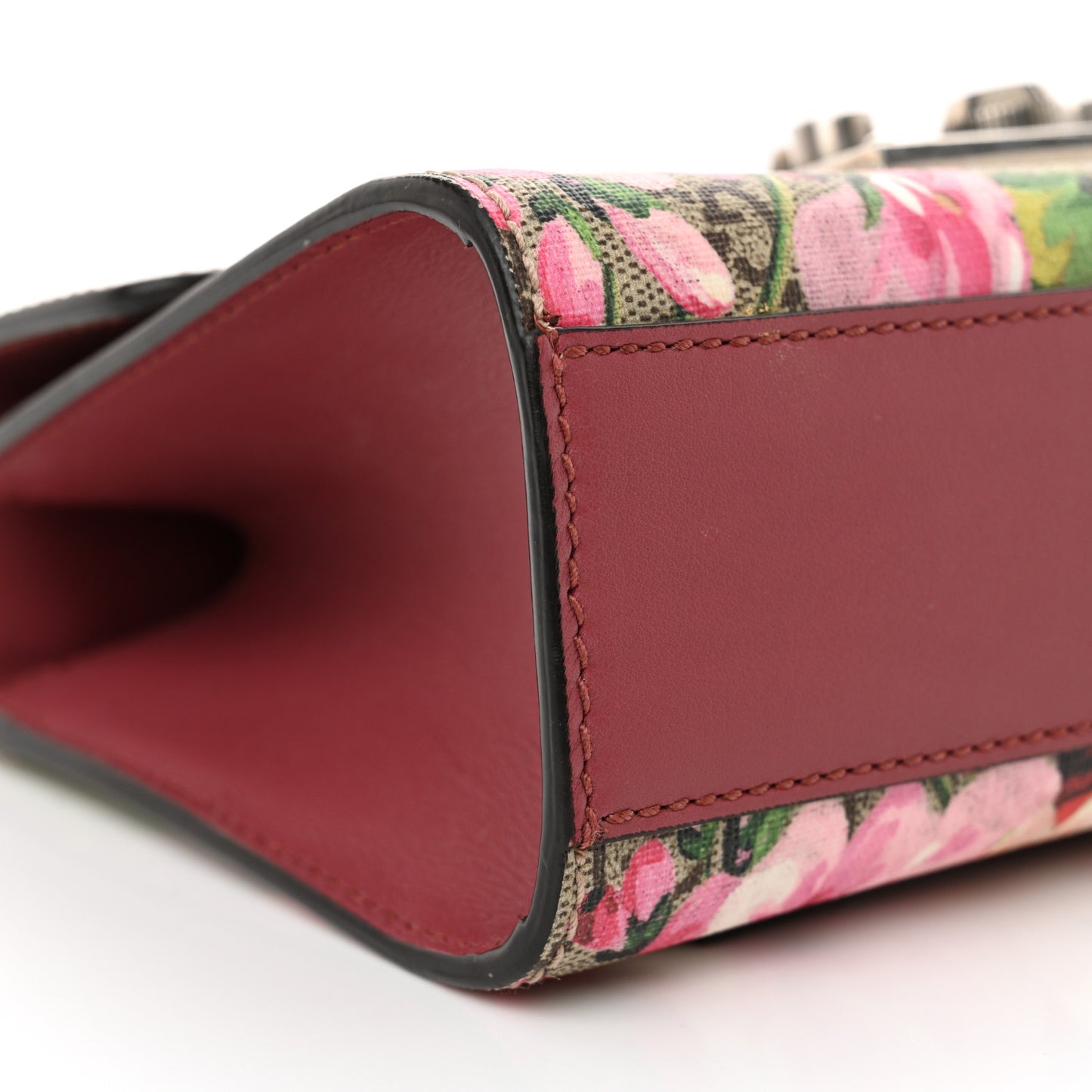 GG Supreme Monogram Blooms Small Padlock Shoulder Bag Beige Multicolor Dry Rose
