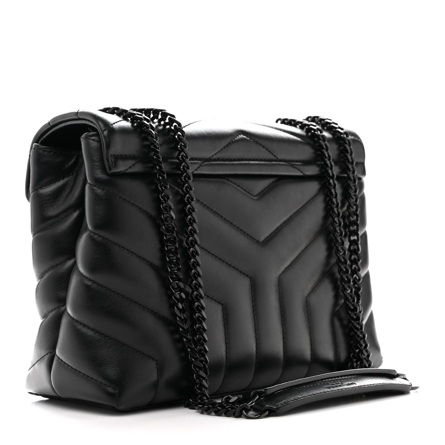 Saint Laurent Calfskin Y Quilted Monogram Monochrome Small Loulou Chain Satchel Black 3 of 11