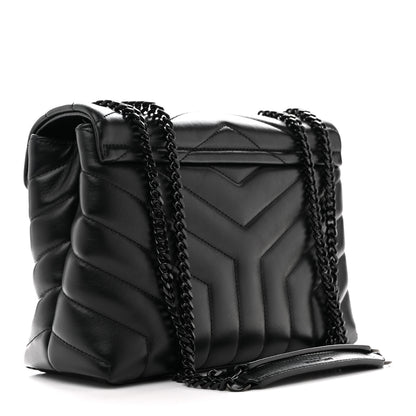 Saint Laurent Calfskin Y Quilted Monogram Monochrome Small Loulou Chain Satchel Black 3 of 11