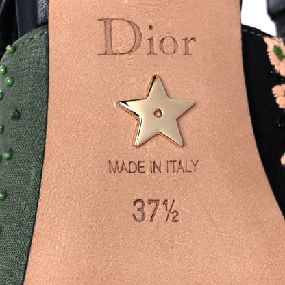 Christian Dior Calfskin Embroidered Beaded Sweet D Sling-Back Pumps 37.5 Multicolor 6 of 9