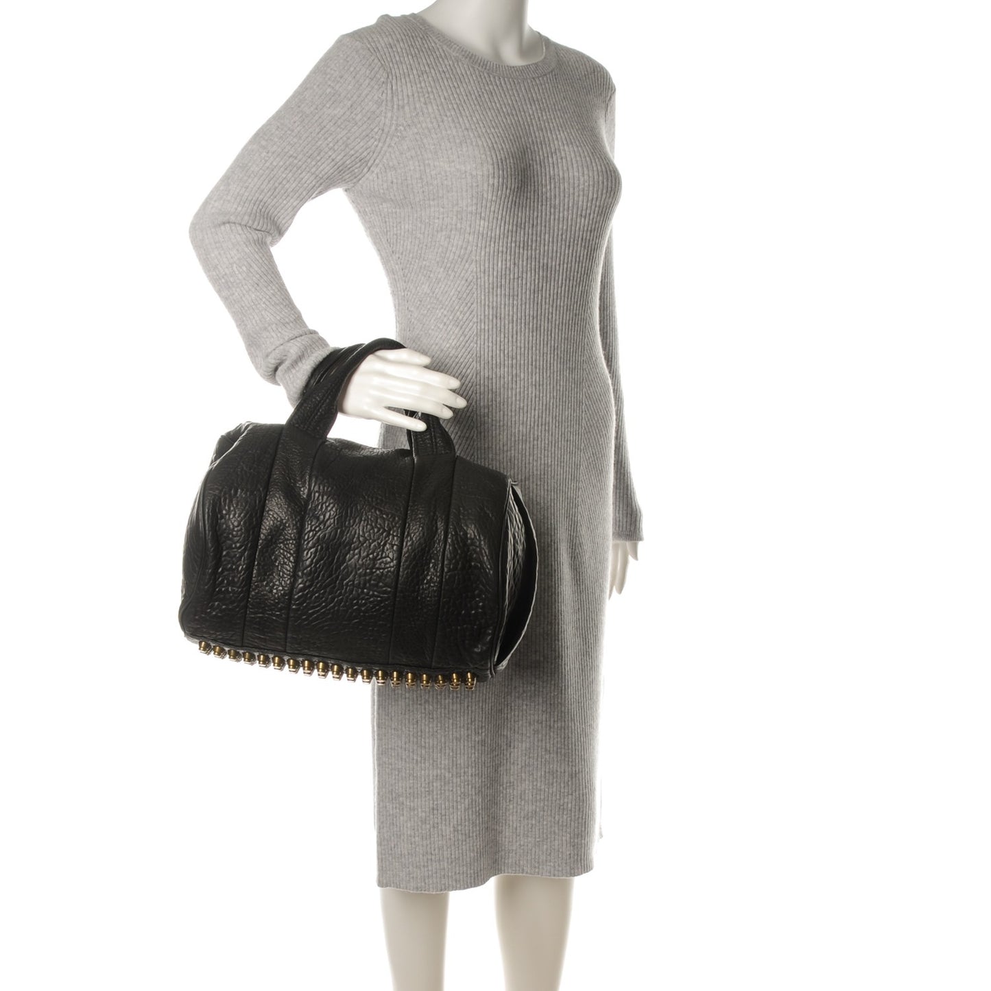 Pebbled Lambskin Rocco Black Antique Brass Hardware