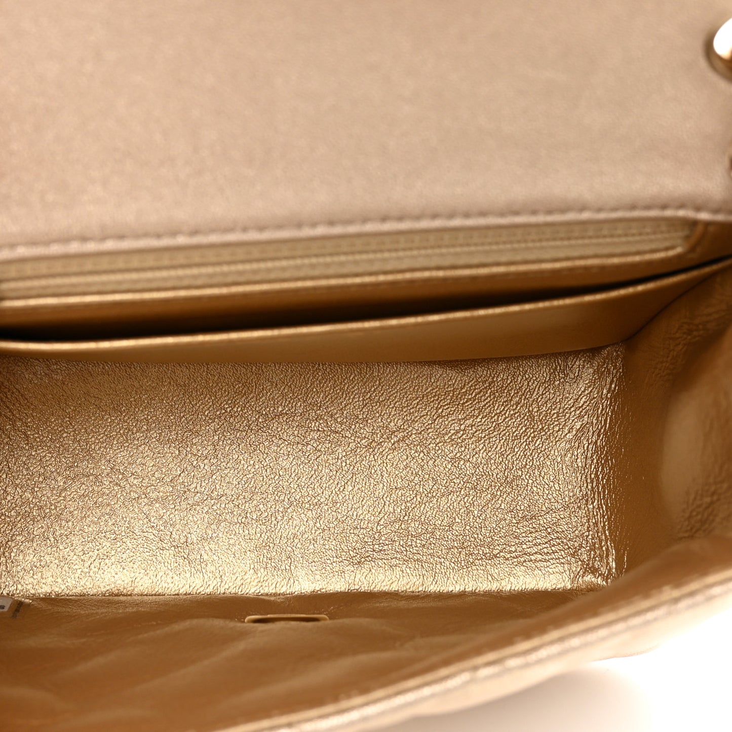 Metallic Lambskin Quilted Mini Square Flap Gold