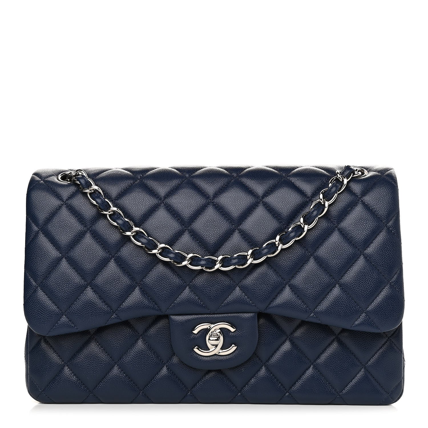 Chanel Caviar Quilted Jumbo Double Flap Navy 1 of 11