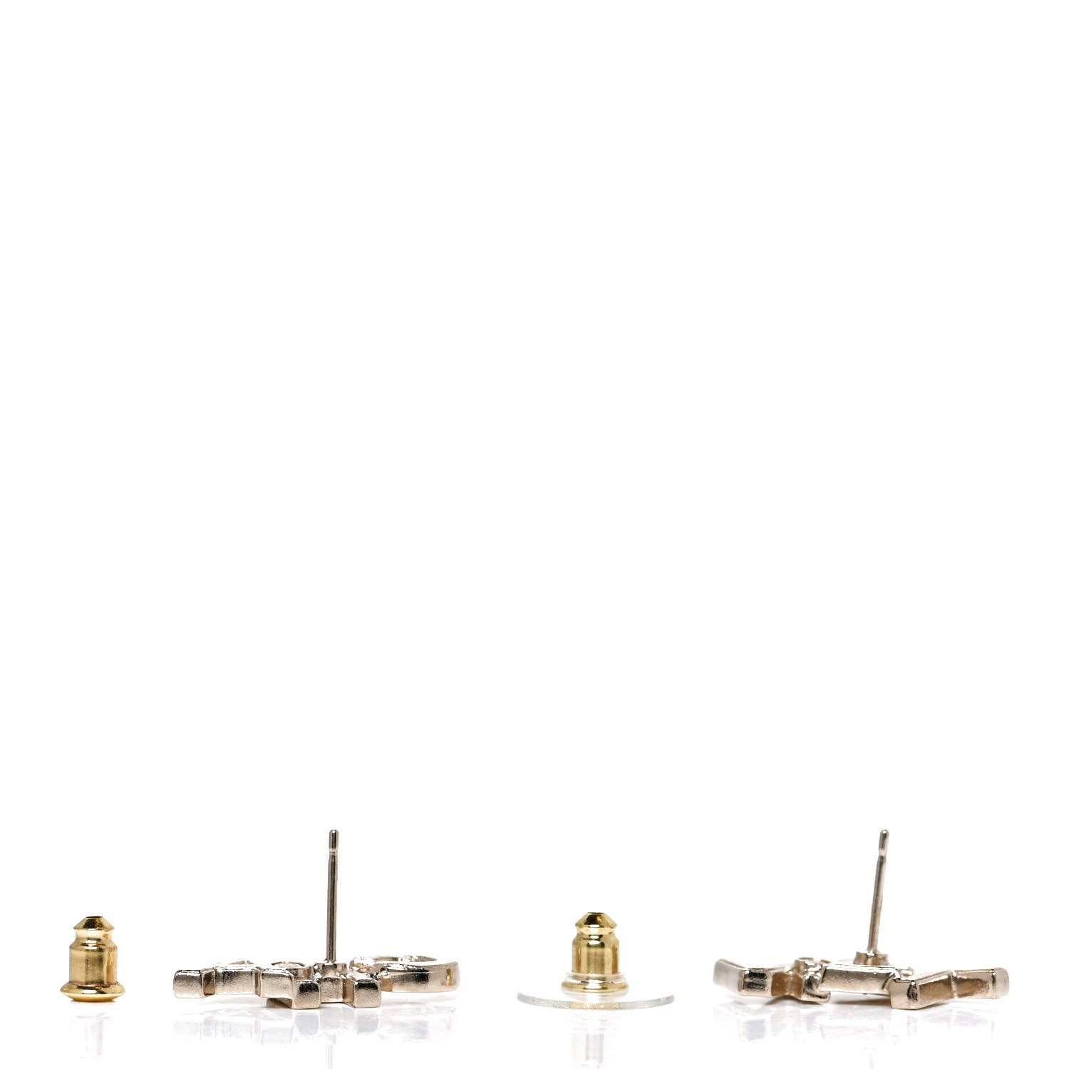 Chanel Crystal Pearl Signature Stud Earrings Gold 3 of 5