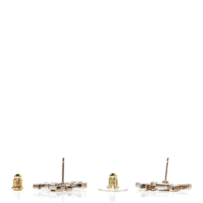 Chanel Crystal Pearl Signature Stud Earrings Gold 3 of 5