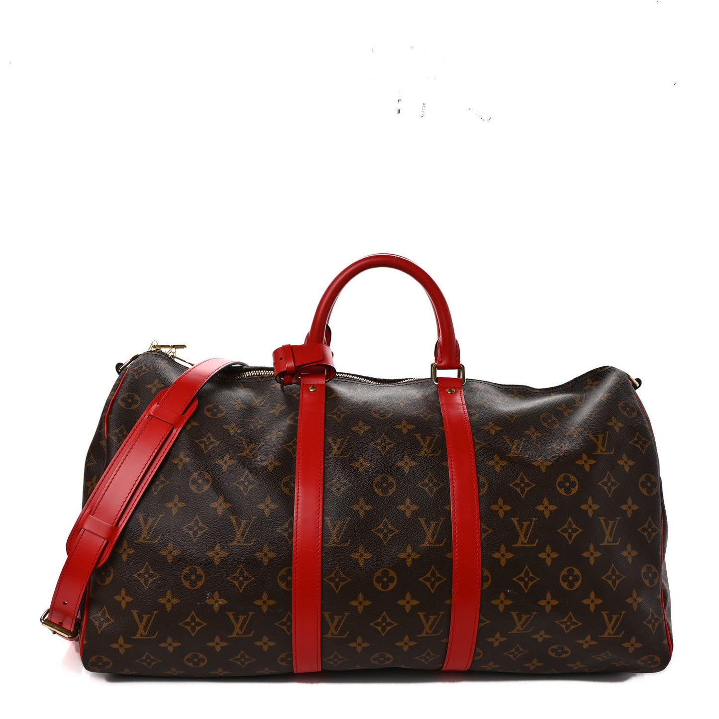 Calfskin Monogram Keepall Bandouliere 50 Coquelicot