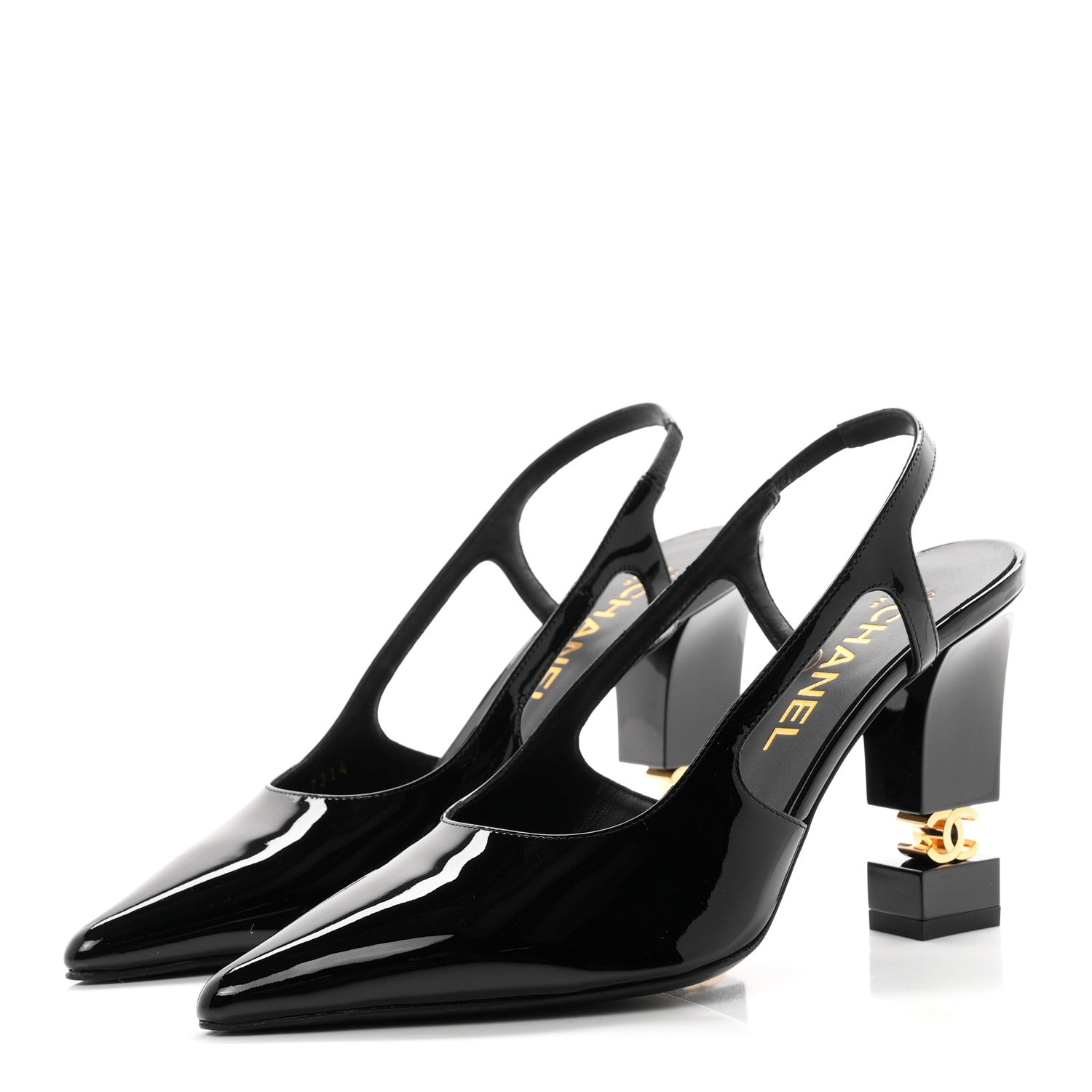 Chanel Patent Calfskin Slingback CC Cutout Pumps 36 Black 4 of 10