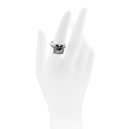 David Yurman Sterling Silver Diamond Hematine 14mm Chatelaine Ring 54 7 2 of 5