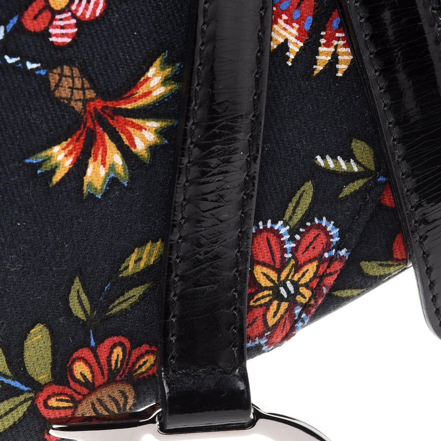 Canvas Floral Saddle Bag Black