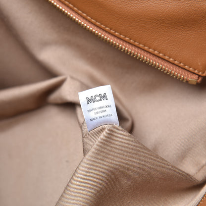 MCM Visetos Medium Anya Essential Victory Patch Shopper Tote Cognac 7 of 19