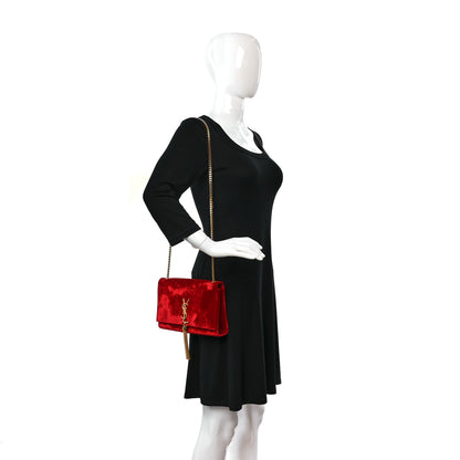 Saint Laurent Velvet Medium Monogram Kate Tassel Shoulder Bag Red 2 of 10