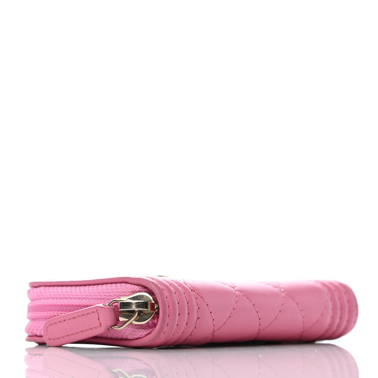 Chanel Calfskin Quilted Boy Zip Around Coin Purse Wallet Fuchsia 4 of 9