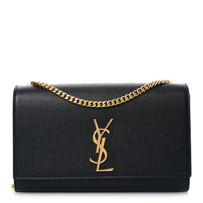 Saint Laurent Grain De Poudre Medium Classic Monogram Kate Satchel Black 1 of 11