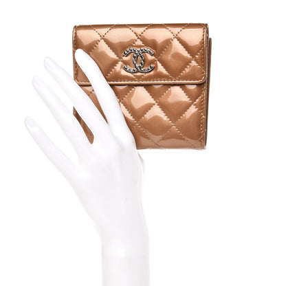 Chanel Metallic Patent Quilted Brilliant Compact Wallet Gold 2 of 9