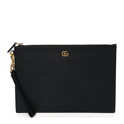 Gucci Textured Dollar Calfskin GG Marmont Zip Pouch Black 1 of 7
