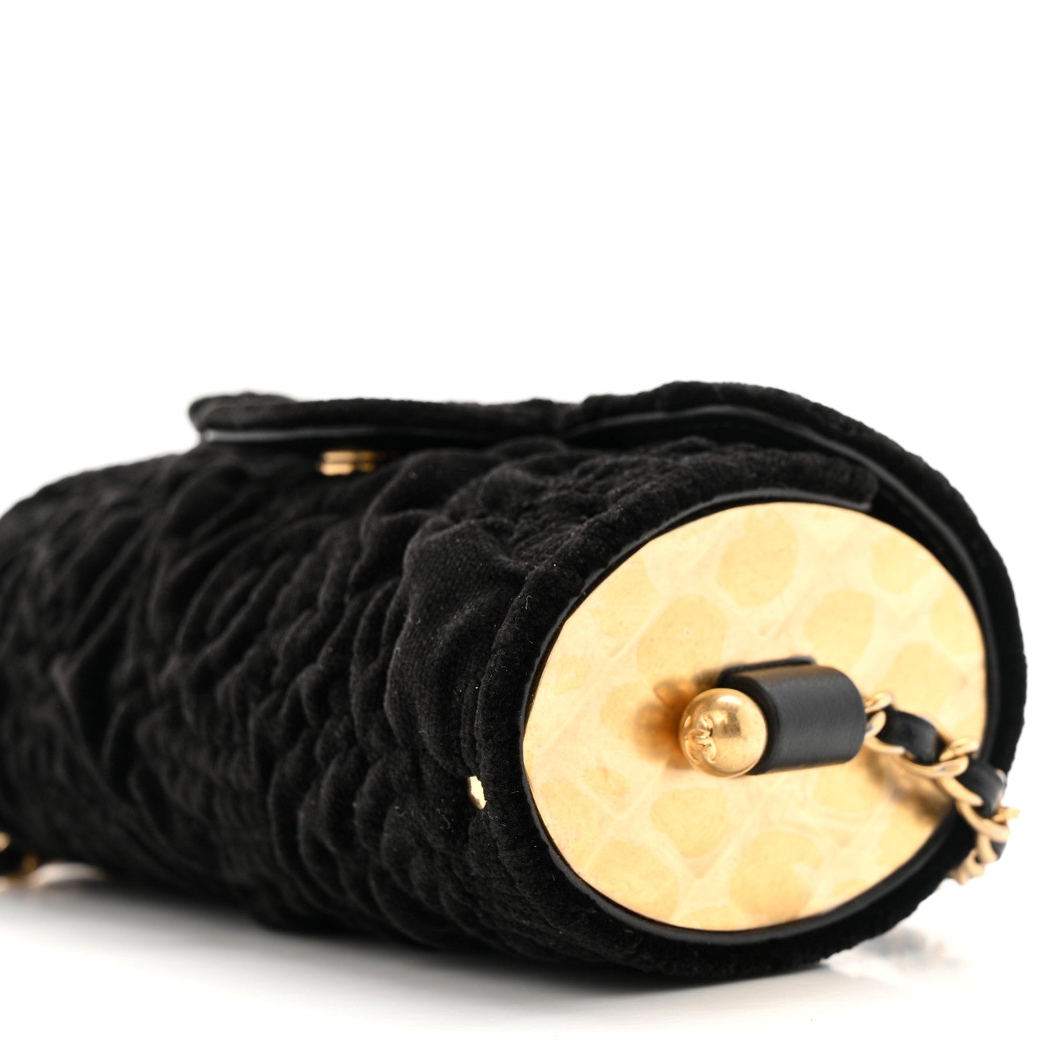 Chanel Velvet Camellia Embossed Jewel Belt Card Holder With Chain Black 10 of 11