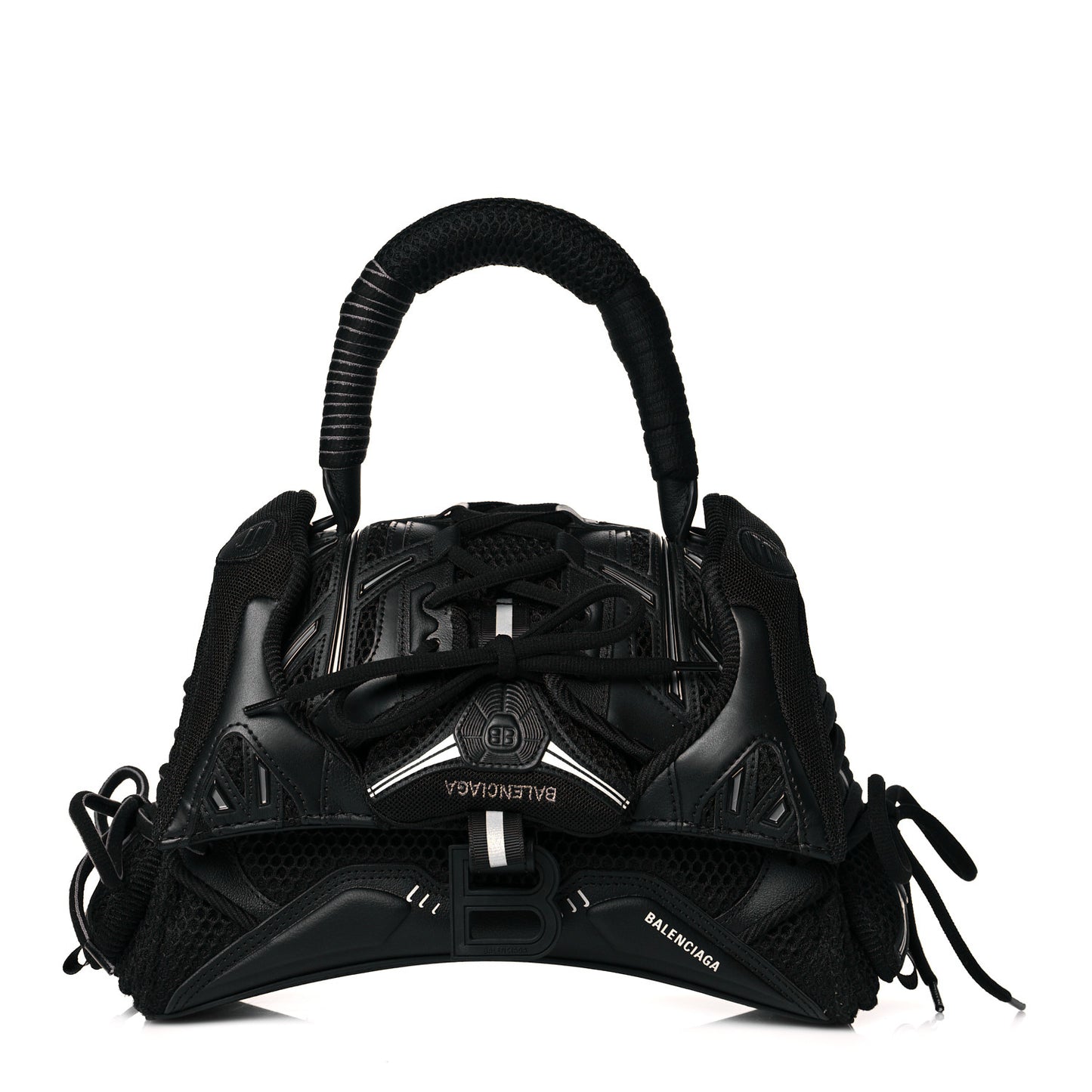 Faux Calfskin Fabric Small Sneakerhead Top Handle Bag Black