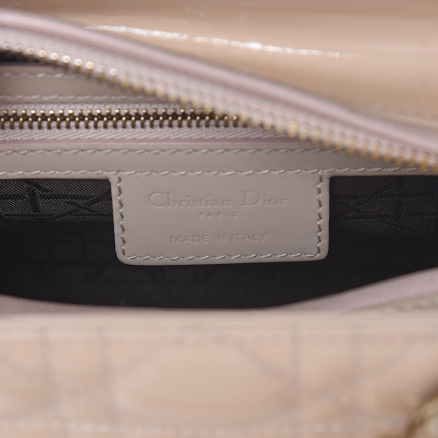 Patent Cannage Medium Lady Dior Beige
