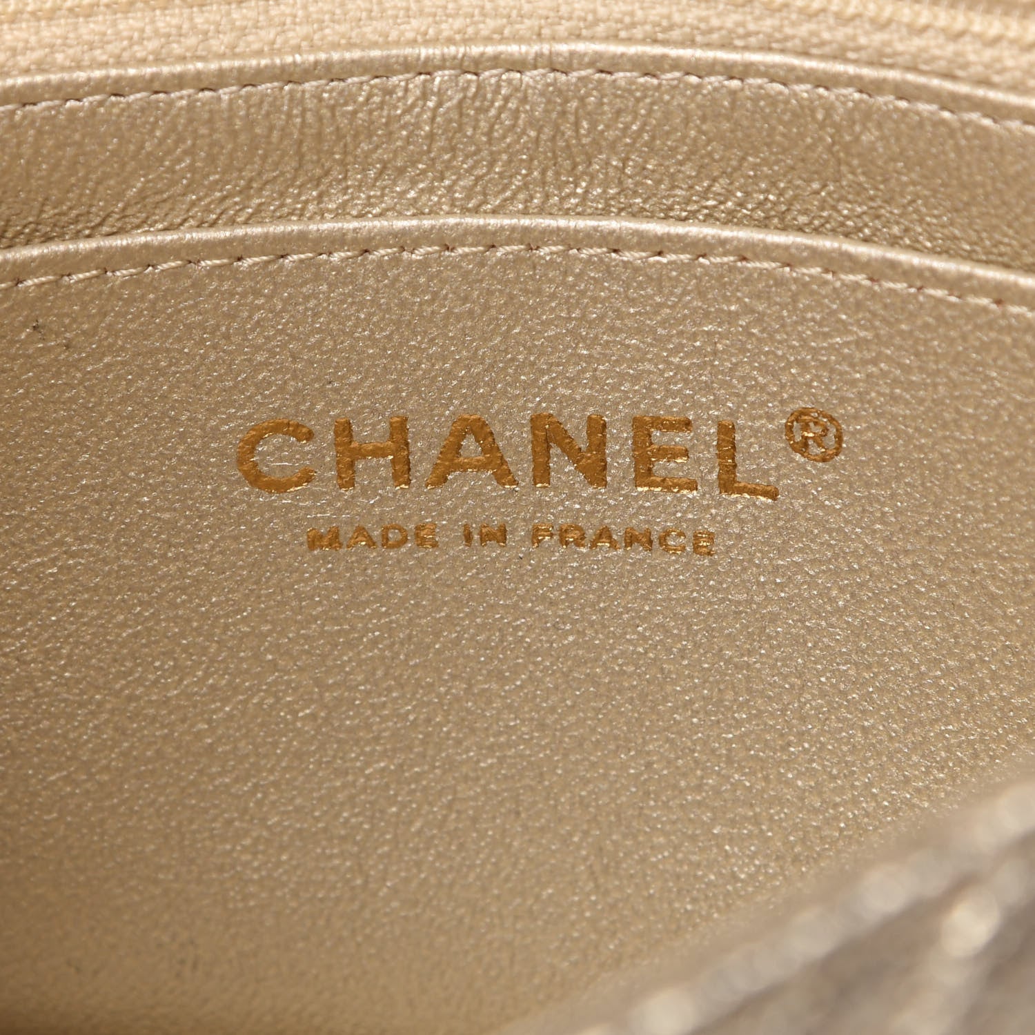 Chanel Metallic Lambskin Perforated Mini Rectangular Flap Light Gold 8 of 10