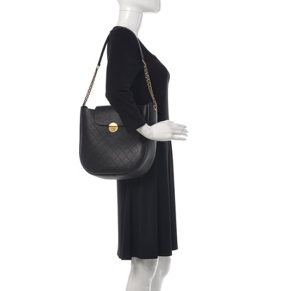 Chanel Grained Calfskin Perforated Small Flap Hobo Black 2 of 10