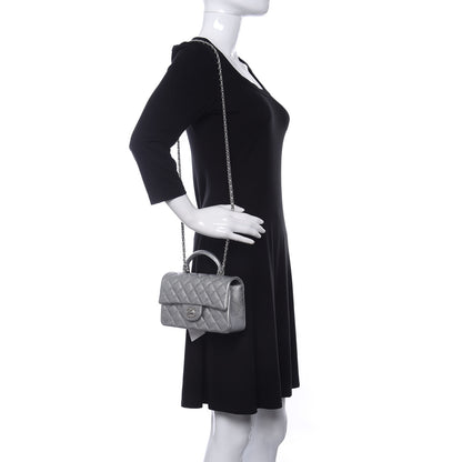 Chanel Metallic Caviar Quilted Mini Top Handle Rectangular Flap Silver 2 of 10