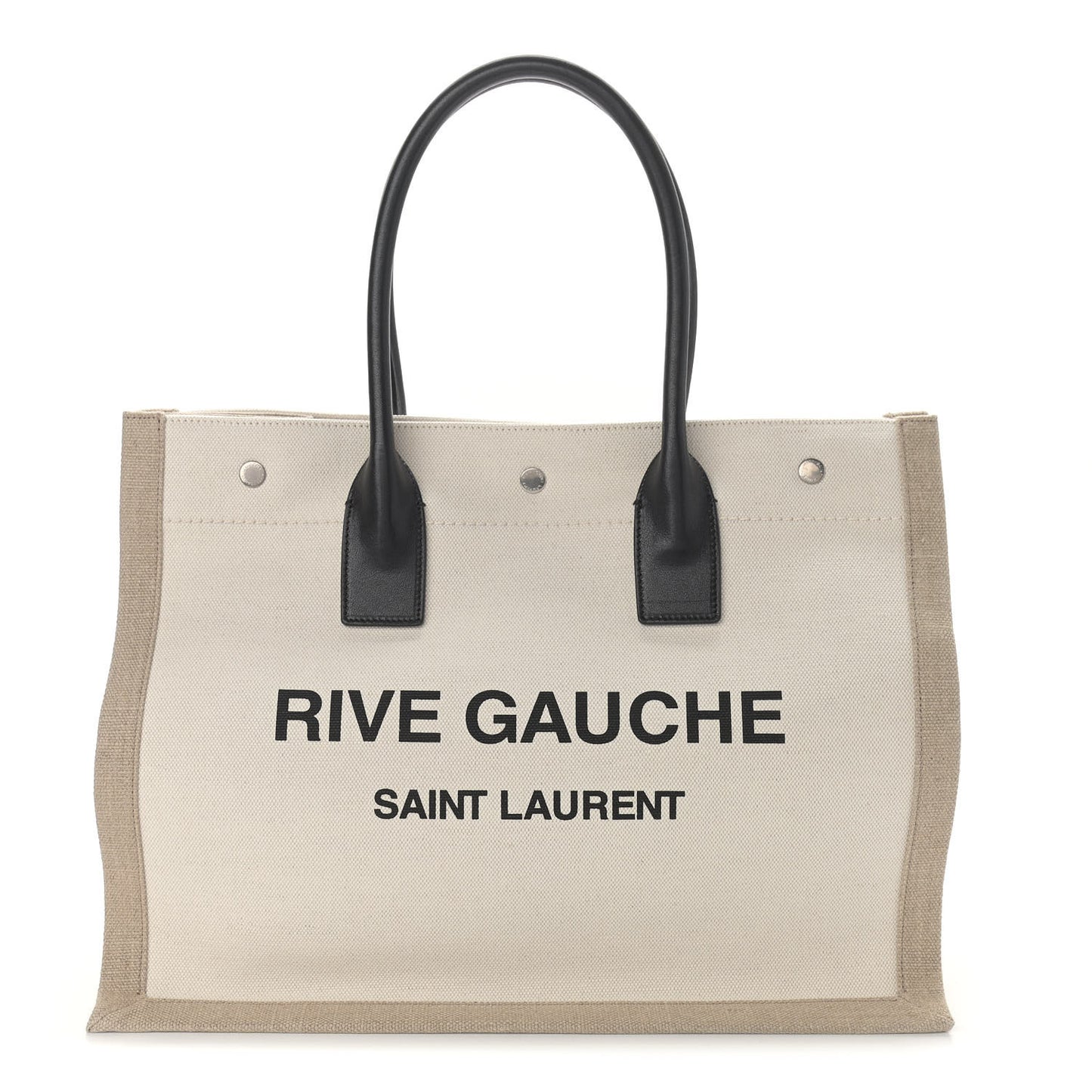 Linen Calfskin Small Rive Gauche Tote Greggio Natural