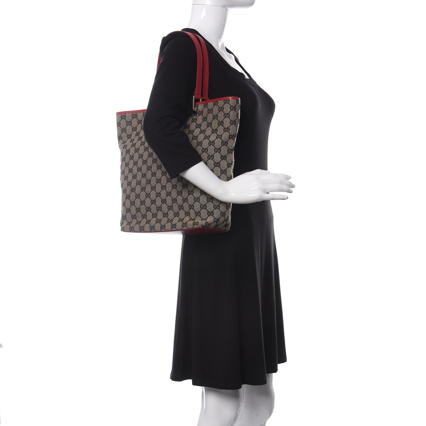Monogram Large Bucket Tote Navy Red