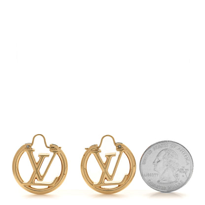 Louis Vuitton Metal Small Louise Hoop Earrings Gold 2 of 6