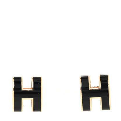 Hermes Rose Gold Lacquered Pop H Earrings Black 1 of 6