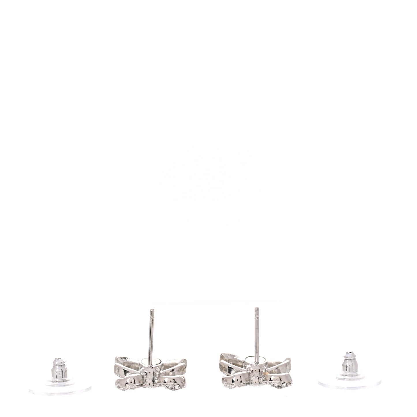 Crystal CC Bow Drop Earrings Silver