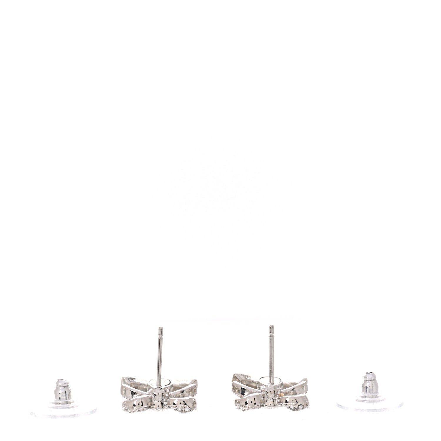 Chanel Crystal CC Bow Drop Earrings Silver 3 of 6