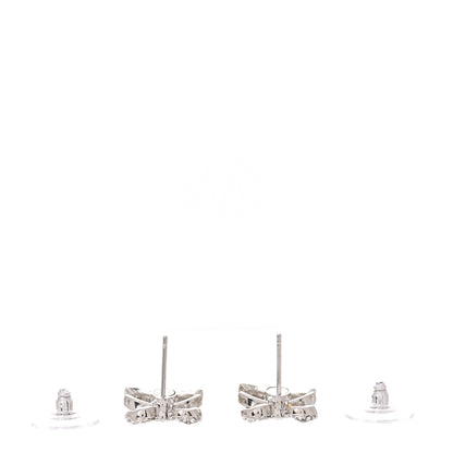 Chanel Crystal CC Bow Drop Earrings Silver 3 of 6