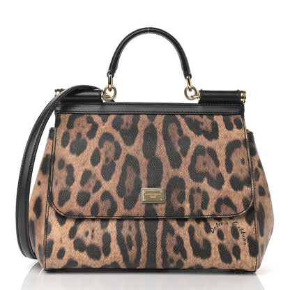 Dolce & Gabbana Dauphine Leopard Print Small Miss Sicily Satchel Black 3 of 14