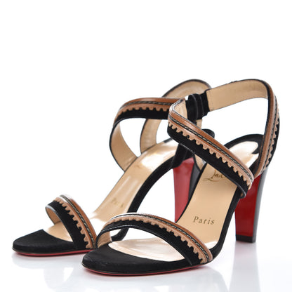 Christian Louboutin Suede Calfskin Trepi City 85 Sandals 36.5 Black 3 of 10