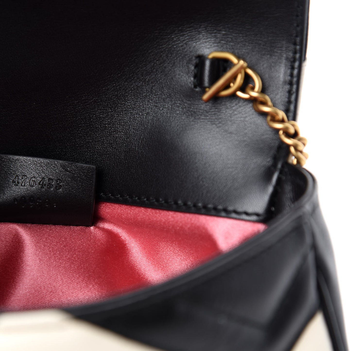 Calfskin Matelasse Super Mini GG Marmont Shoulder Bag Black White