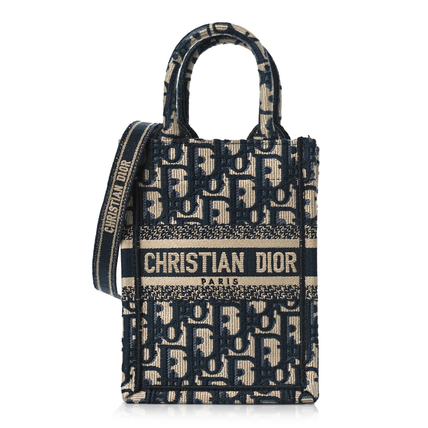 Christian Dior Oblique Mini Book Tote Phone Bag Blue 1 of 9