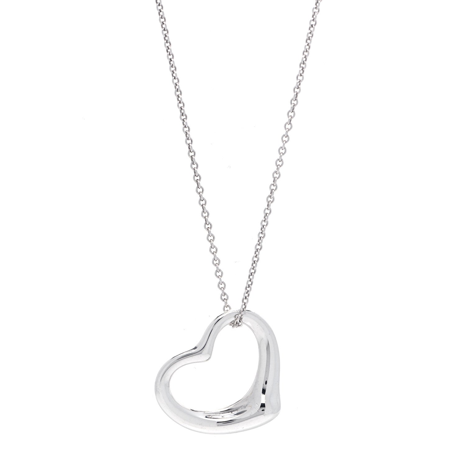 Tiffany Sterling Silver 27mm Elsa Peretti Open Heart Pendant Necklace 1 of 4