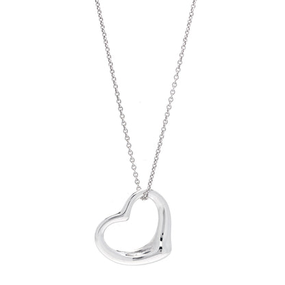 Tiffany Sterling Silver 27mm Elsa Peretti Open Heart Pendant Necklace 1 of 4