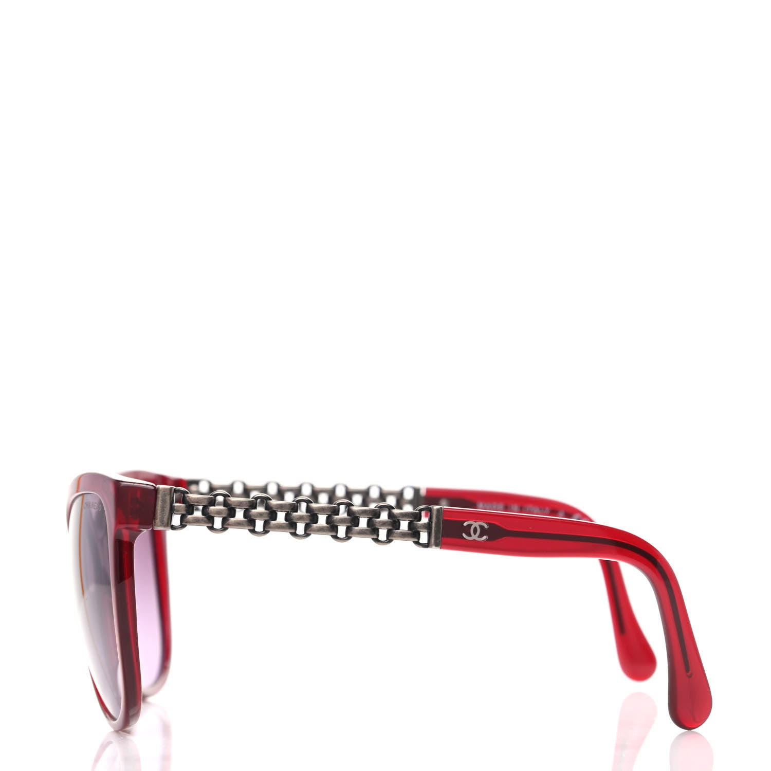 Chanel Acetate Cat Eye Chain Sunglasses 5326 Red 3 of 8