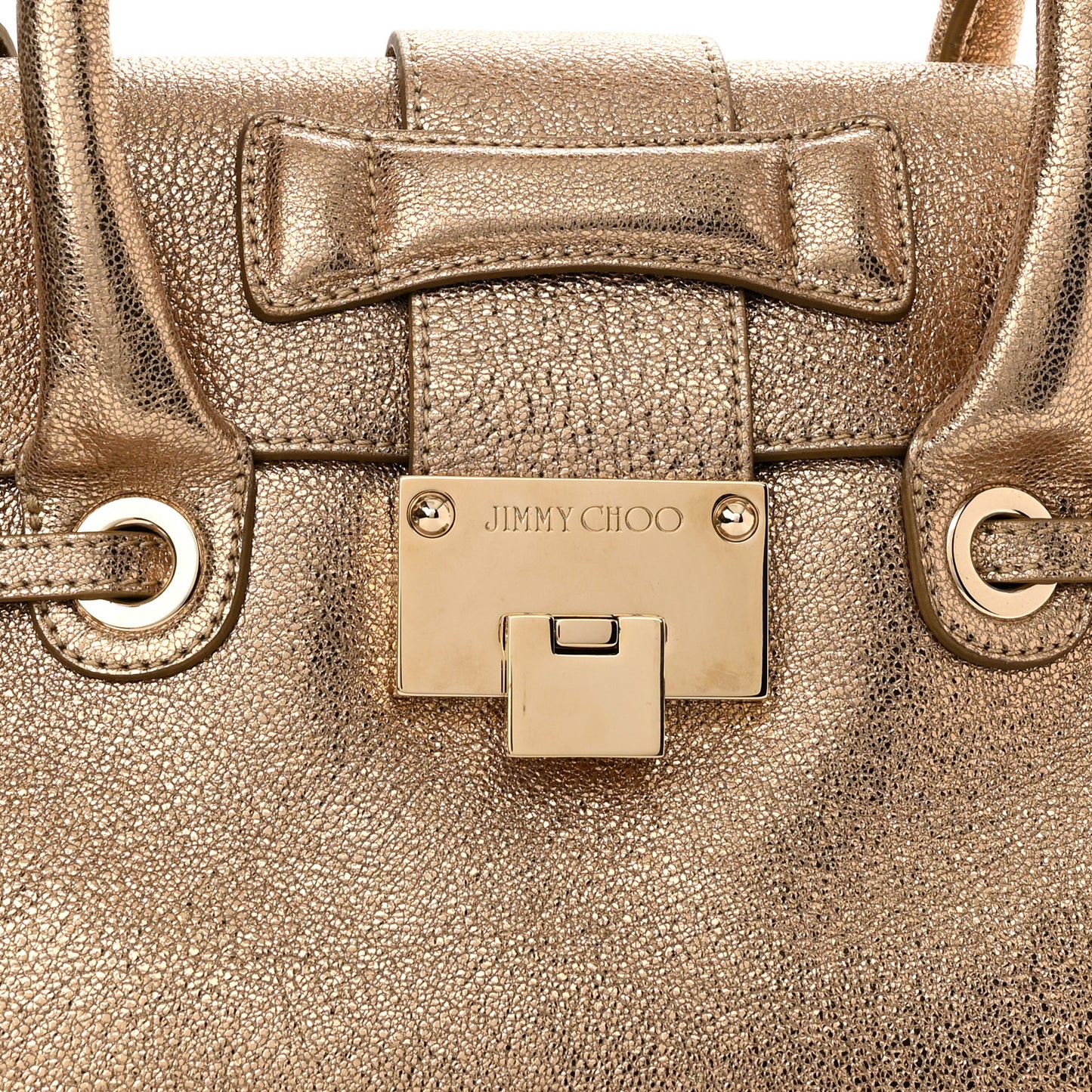 Metallic Calfskin Rosalie Satchel Gold