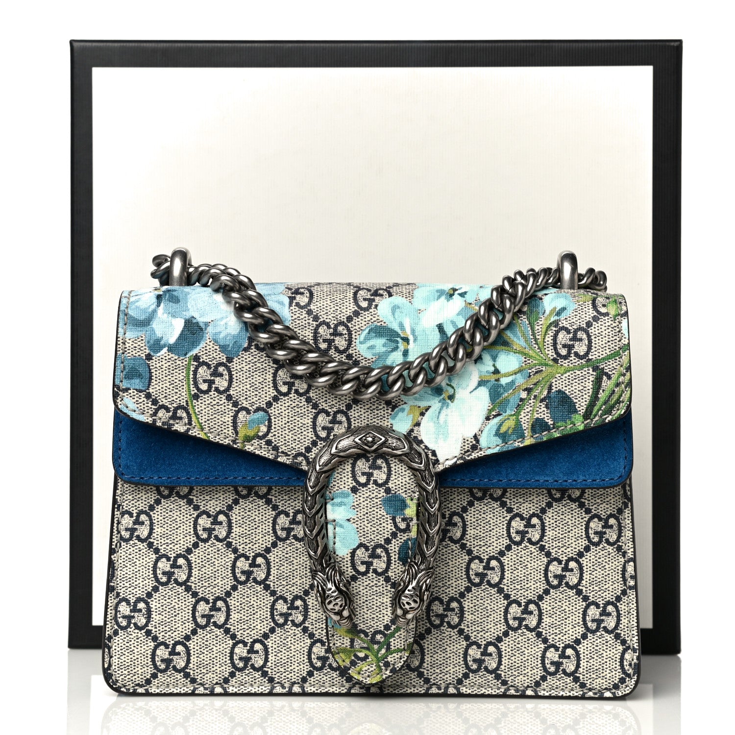 Gucci GG Supreme Monogram Blooms Mini Dionysus Shoulder Bag Beige Navy Vintage Blue 20 of 20