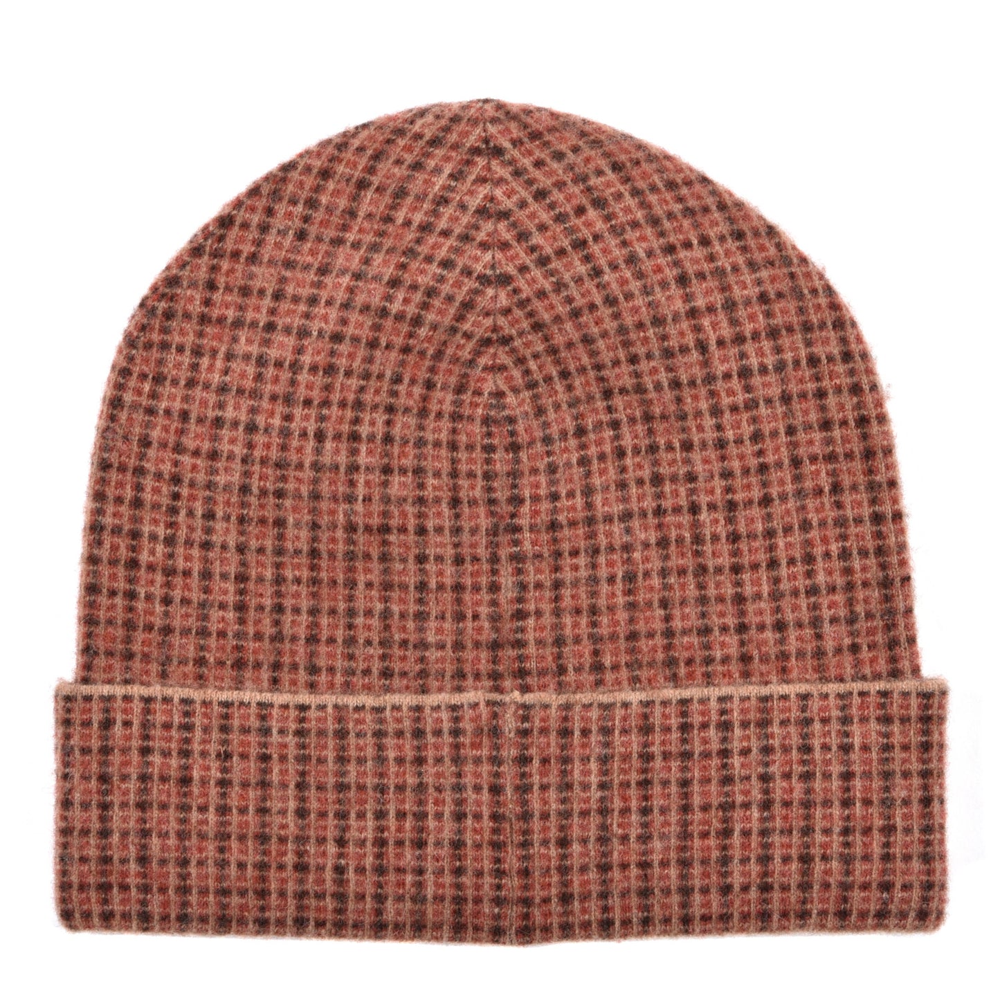 Wool Check Logo Beanie Hat L 59 Orange Beige